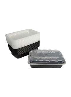 Buy 10-Piece Fitness Meal Prep Food Container Set Black/Clear in Egypt