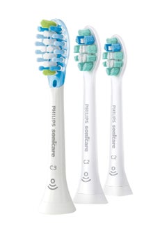 Buy 3-Piece Toothbrush Replacement Head Set White/Turquoise/Blue in Saudi Arabia