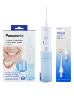 Buy Portable Dental Electric Water Flosser With Nozzle Blue/White in Saudi Arabia