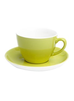 Buy Ceramic Coffee Cup And Saucer Green 16.2x16.2x2.5cm in UAE