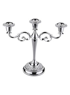 Buy 3 Arm Decorative Candle Stand Silver 27X30X11cm in UAE