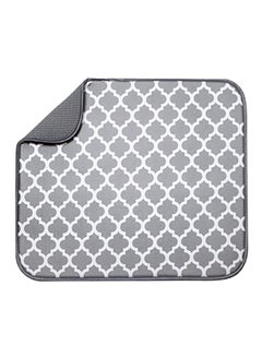 Buy Microfiber Dish Drying Mat Grey/White 16x18inch in UAE