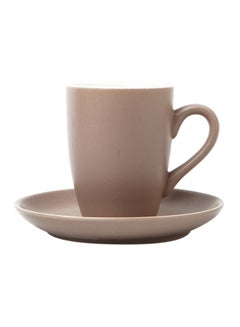 Buy Ceramic Coffee Cup And Saucer Brown 320ml in UAE