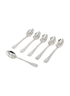 Buy 6-Piece Aluminium Dinner Spoon Set Silver 12cm in Saudi Arabia