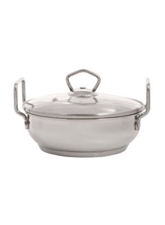 Buy Stainless Steel Induction Friendly Kadai With Lid Silver in UAE