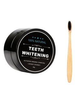 Buy Activated Teeth Whitening Charcoal Powder With Organic Brush Black/Beige 30grams in UAE