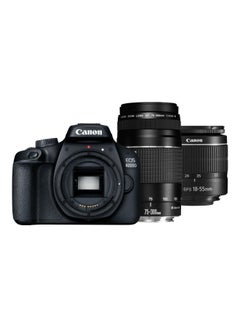 اشتري كاميرا EOS 4000D رقمية بعدسة أحادية عاكسة مع عدسات ببعد بؤري 18-55 مم و75-300 مم في الامارات
