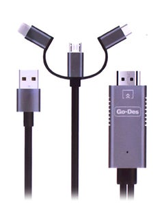 Buy 3-In-1 Data Sync Charging Cable 2meter Black/Silver in Saudi Arabia