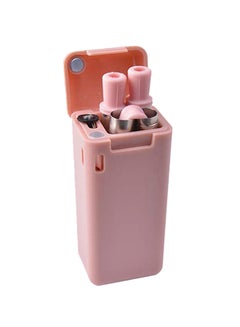 Buy Foldable Drinking Straw With Storage Box Pink 7.6 x 3 x 3.5centimeter in Saudi Arabia