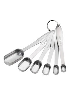 Buy 6-Piece Stainless Steel Measuring Spoon Set Silver in Saudi Arabia