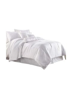 Buy 7-Piece Hotel Dobby Stripe Comforter Set Polyester White in UAE