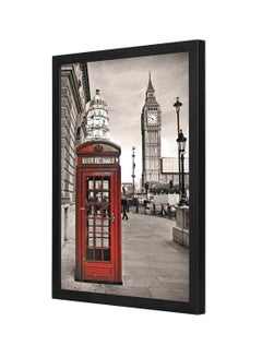 Buy Landon Telephone Wooden Framed Wall Art Painting Grey/Red 33 x 43centimeter in Saudi Arabia