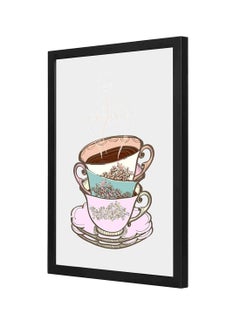 Buy Wooden Frame Coffee Cup Vintage Wall Art Multicolour 33x43cm in Saudi Arabia