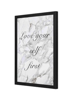 Buy Wooden Frame Marbil Live Your Self First Wall Art Grey/White/Black 33x43centimeter in Saudi Arabia