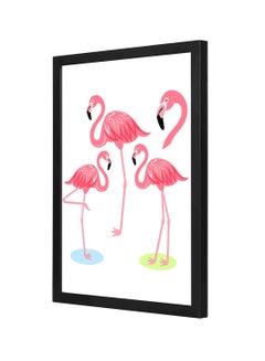 Buy Wooden Frame Standing Flamingo Wall Art Multicolour 33x43cm in Saudi Arabia