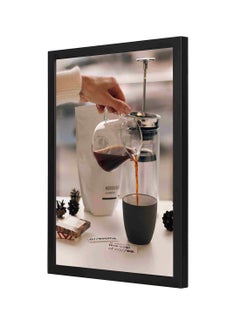 Buy Wooden Frame Coffee Clear Glass Pitcher Wall Art Brown/Black 33x43cm in Saudi Arabia