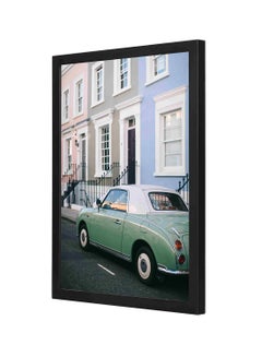 Buy Coupe Parked Beside Painted House Wooden Framed Wall Art Painting Multicolour 33x43cm in Saudi Arabia