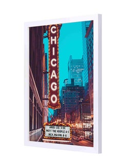 Buy Wooden Frame Chicago Signage Wall Painting Multicolour 33x43centimeter in Saudi Arabia