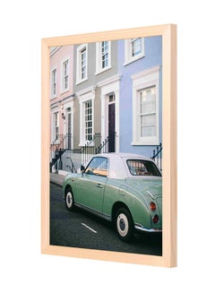 Buy Coupe Parked Wooden Frame Wall Art Painting Multicolour 33x43cm in Saudi Arabia