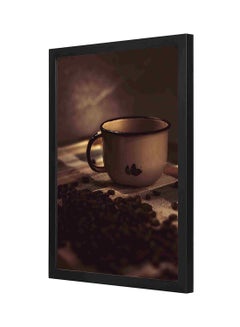 Buy Wooden Frame Coffee Cup With Beens Wall Art Pink/Brown 33x43cm in Saudi Arabia