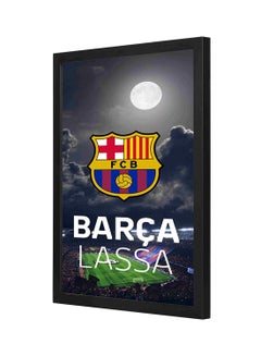 اشتري لوحة فنية بإطار خشبي بتصميم شعار نادي برشلونة مطبوعة بكلمة "BARCA" أسود/ أصفر 33x43سنتيمتر في السعودية