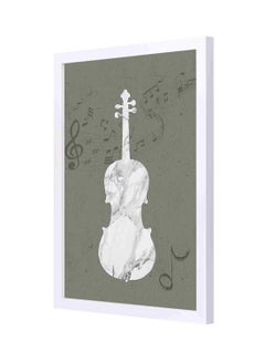 Buy Guitar With Music Tone Symbol Wooden Frame Wall Art Painting Green/White 33x43cm in Saudi Arabia