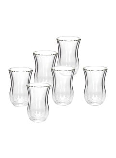 Buy 6-Piece Double Walled Arabic Cups set Clear 100ml in UAE