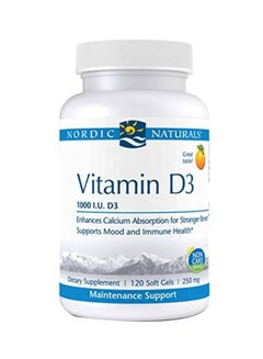 اشتري مكمل غذائي فيتامين D3 بتركيز 1000 وحدة دولية - مكون من 120 كبسولة هلامية في السعودية