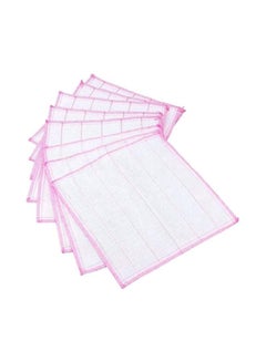 Buy 10-Piece Bamboo Fiber Dishcloths White/Pink 30x30cm in UAE