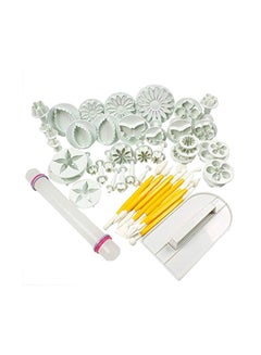 Buy 46-Piece Flower Fondant Cake Sugarcraft Decorating Kit White/Yellow in UAE