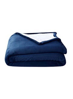 Buy Micromink Sherpa Reversible Throw Blanket polyester Navy Queen in UAE