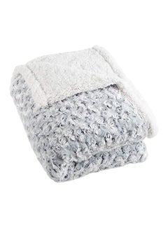 Buy Plush Flower Fleece Sherpa Throw Blanket Polyester Grey/White 50 x 60inch in UAE