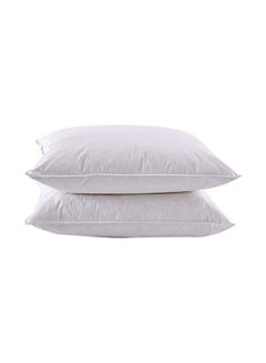 Buy 2-Piece Cotton Bed Pillows Set White Standard in UAE