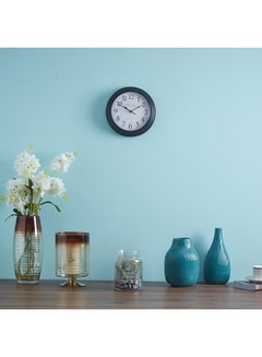 Buy Round Shape Analog Wall Clock Black 22.6cm in UAE