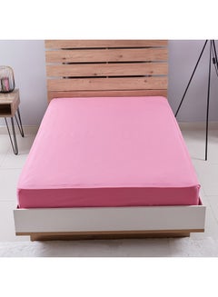 Buy Essential Twin Fitted Sheet Cotton Pink 120x200cm in UAE
