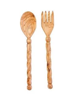 اشتري 2-Piece Spiral Handle Designed Cutlery Set بيج 12بوصة في السعودية