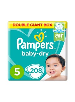 Buy Baby Dry Diapers Size 5 Junior Double Giant Box, 208 Count in UAE