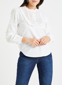 Buy Lace Bib Blouse White in UAE