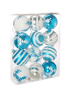 Buy 12-Piece Ball Ornament Blue/White 6inch in UAE