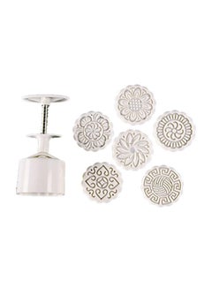 Buy Moon Cake Mold With 6 Stamps White in Saudi Arabia