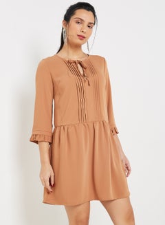 Buy Casual Wear Mini Dress Brown in UAE