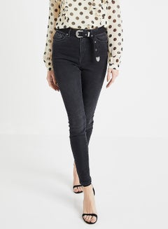 اشتري Belted High Waist Skinny Jeans في الامارات