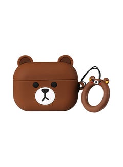 Buy Bear Cartoon Pattern Case Cover For Apple AirPods Pro Brown in UAE