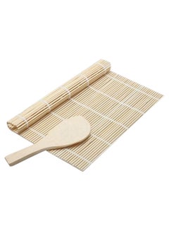 Buy Diy Mould Roller Sushi Maker Mat With Spoon Beige in Saudi Arabia