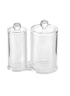 Buy Cotton Pads Holder Swab Jar With 2 Section Clear 3.4x3.6x6inch in Saudi Arabia