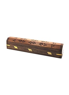 Buy Wooden Incense Burner Holder Brown 12x2x2.5inch in UAE