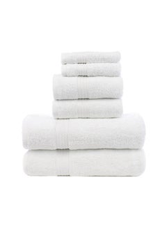 Buy 6-Piece Cotton Towel Set White in UAE