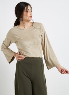 Buy Flared Sleeve Top Beige in UAE