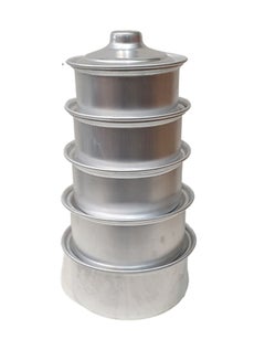 Buy 5-Piece Cookware Pot Silver 19 , 21 , 23 , 24 , 26cm in Saudi Arabia