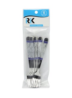 Buy 6-Piece Fork Set Silver/Blue 15centimeter in UAE